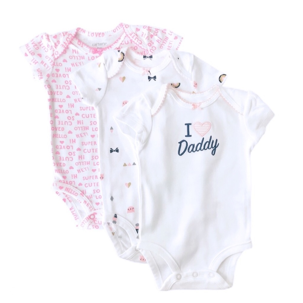 Set of Three Short-sleeved 3 Month Onesies.